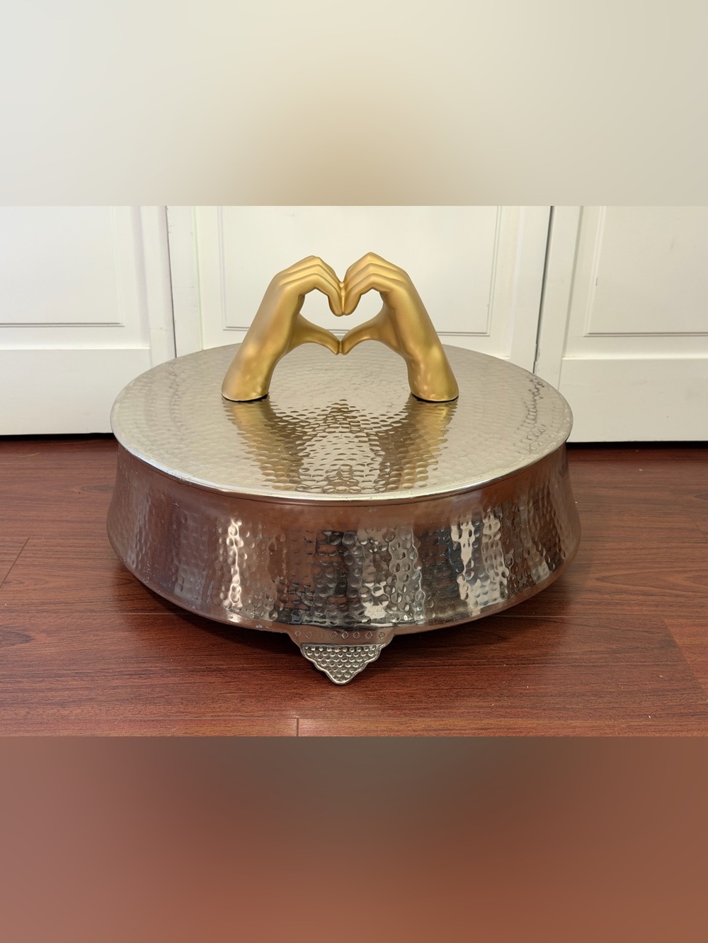 Gift bay creations cake stand base 18 inch silver hammered footed wedding event - Picture 2 of 9